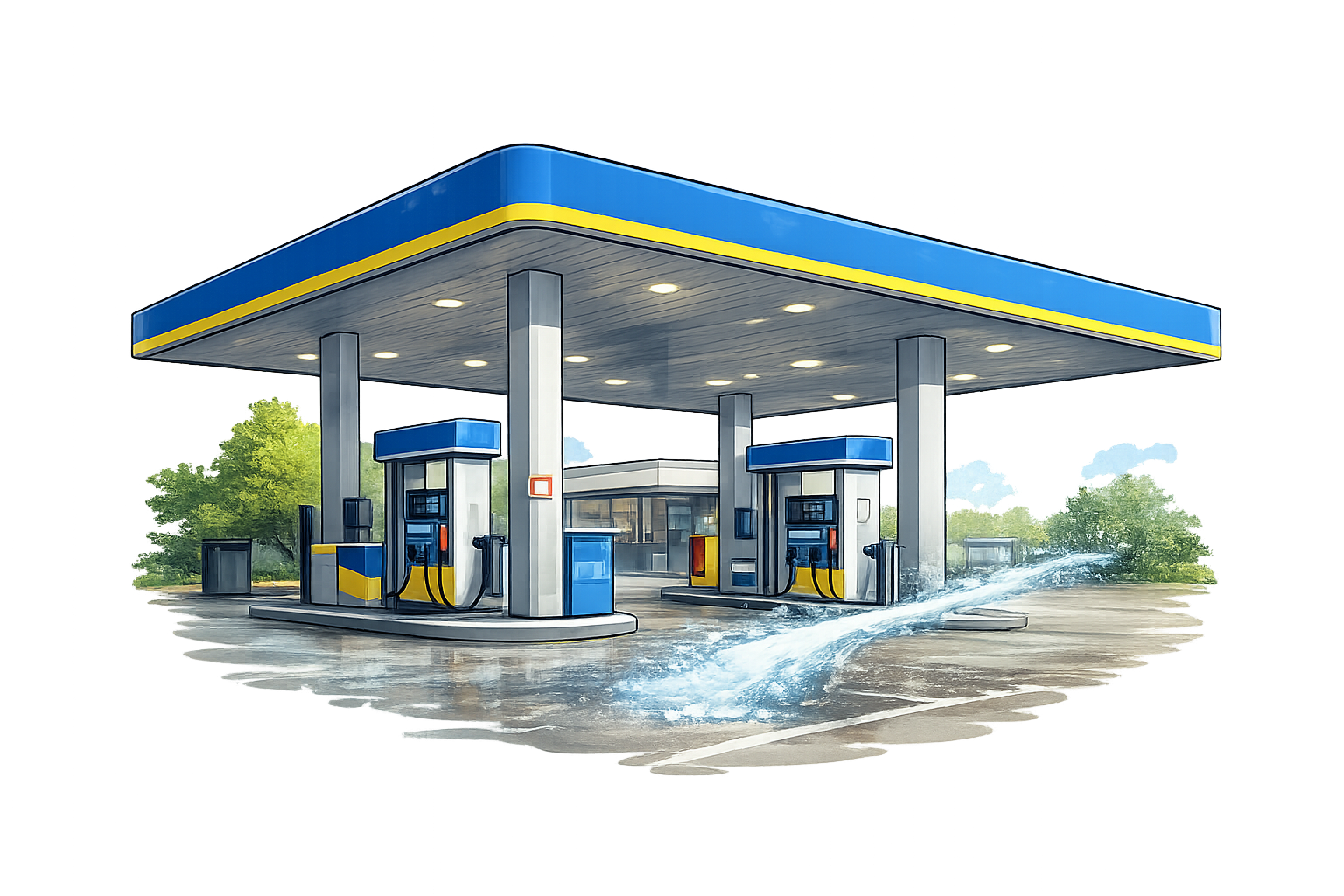 Reinigung einer Tankstelle